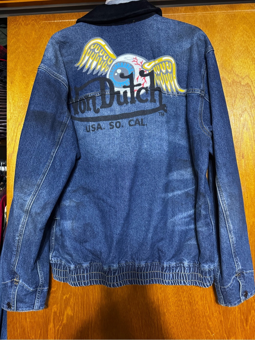 Von Dutch Blue Denim Jacket with Yellow Wing Graphic
